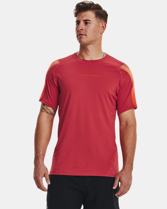 Men's HeatGear® Fitted Short Sleeve, Red, pdpMainDesktop image number 0